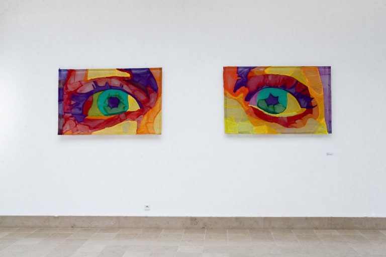 Eye Candy, 2009, Fruit Nets and monofilament, 147 cm x 93 cm x 1 cm x 2 elements