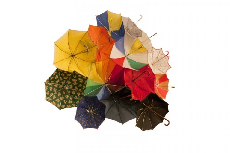 Parapluie Collective, Communal Umbrella, 2010, Installation, Dimensions Variable, Used/Broken Umbrellas, Thread, Velcro