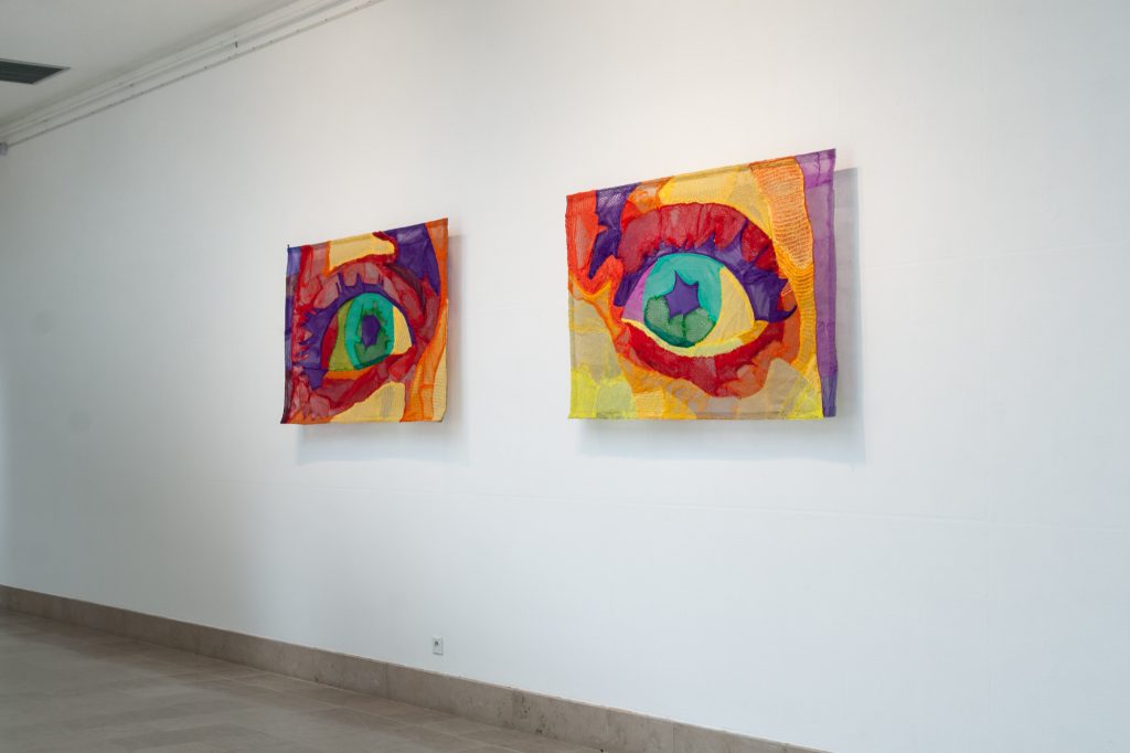 Eye Candy, 2009, Fruit Nets and monofilament, 147 cm x 93 cm x 1 cm x 2 elements