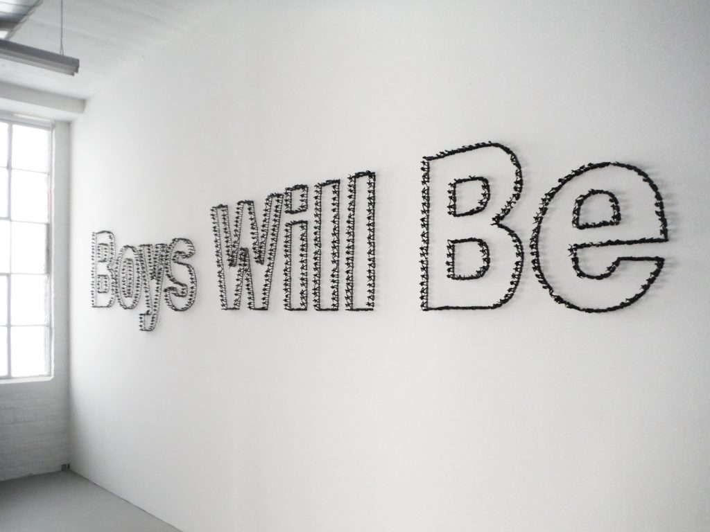 Boys Will Be, Site Specific Wall Installation, Plastic Toy Soldiers, wall adhesive, approx. 1 m. tall x 5 m. wide, 2015, Ordinary Projects, Mana Fine Art, Chicago.