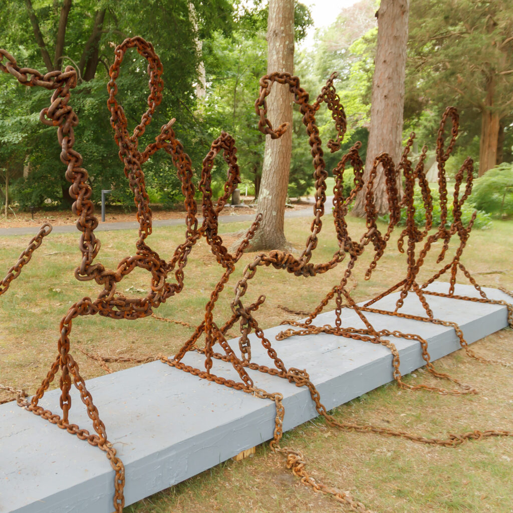 We the People, 2026. Outdoor public art commission produced for Under Construction: America at 250, Art Complex Museum.